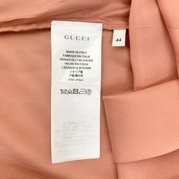 NWT Gucci Pink Satin Pussy Bow Blouse  Size 44 - Picture 14 of 15